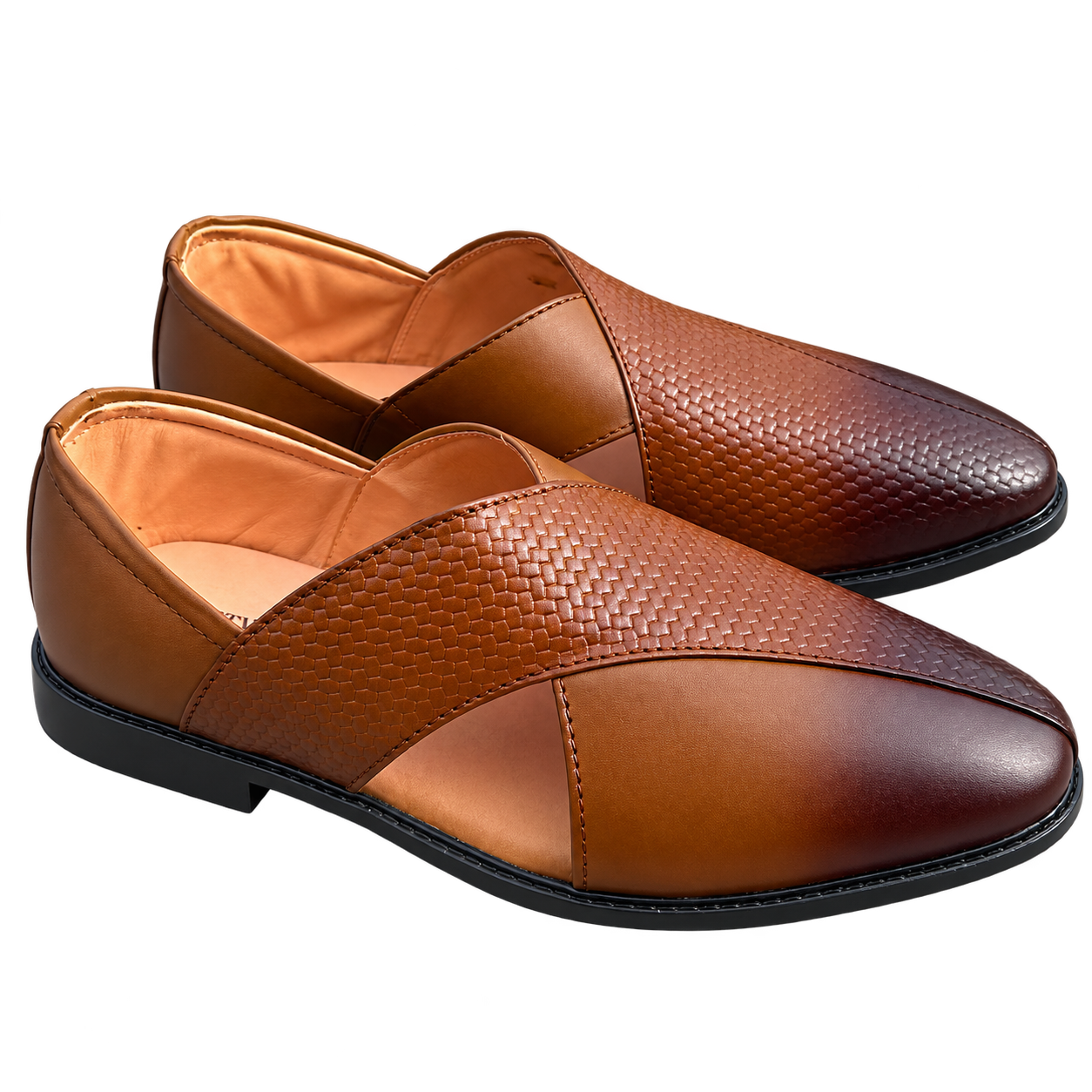 Premium striped leather kabli shoe